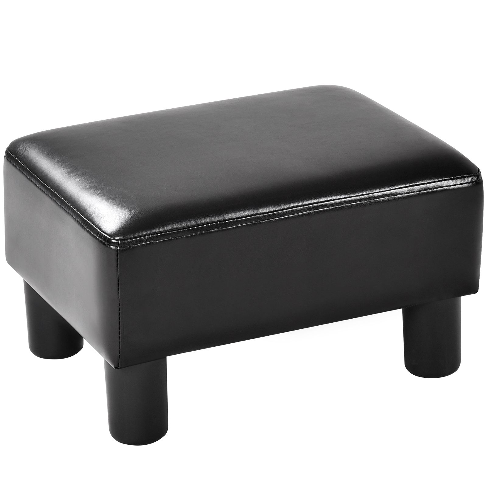 40 cm Rectangle PU Leather Small Footstool Ottoman Black